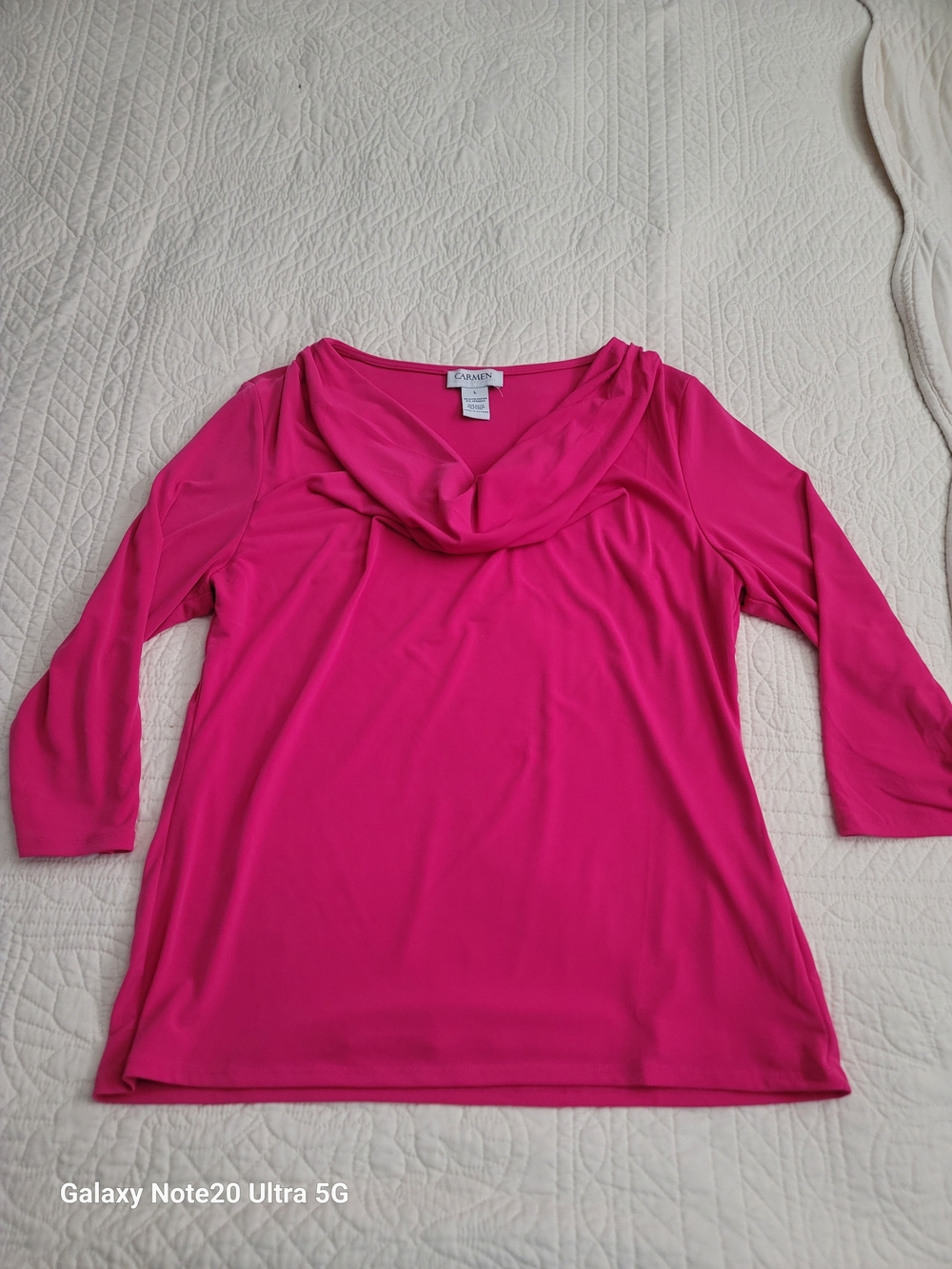 Carmen Marc Valvo Hot Pink Draped Neck Top – Size L